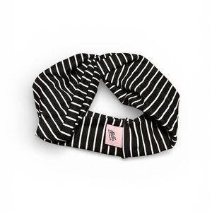 Hello Headband Black and White Striped Twisted Headband